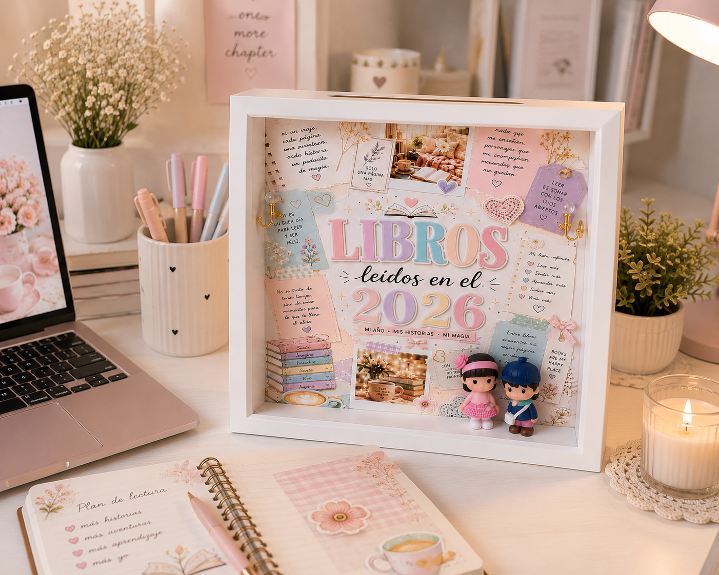 Personalized White Shadowbox with 5 Mini Books