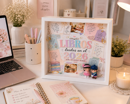 Personalized White Shadowbox with 5 Mini Books
