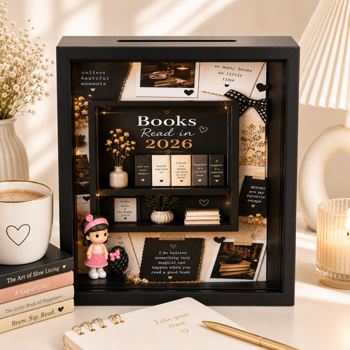 Personalized Black Shadowbox with 5 Mini Books