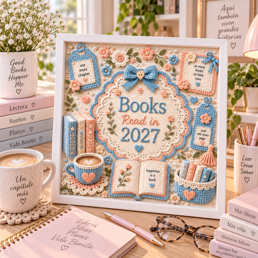 Books Read in 2027 Personalized White Shadowbox with 5 Mini Books
