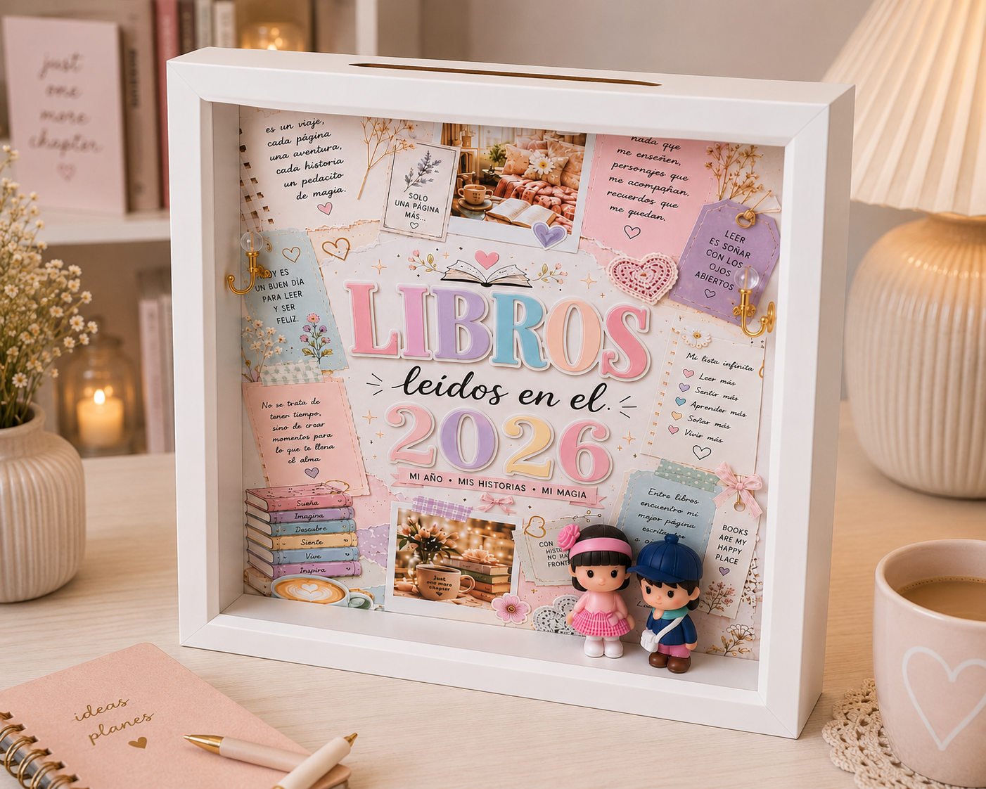 Personalized White Shadowbox with 5 Mini Books