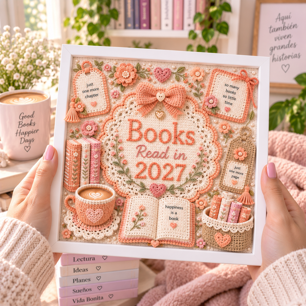 Books Read in 2027 Personalized White Shadowbox with 5 Mini Books