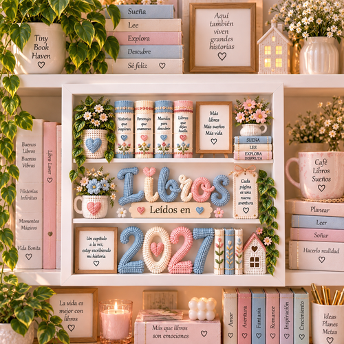 Libros Leídos en 2027 – White Personalized Shadowbox with 5 Mini Books