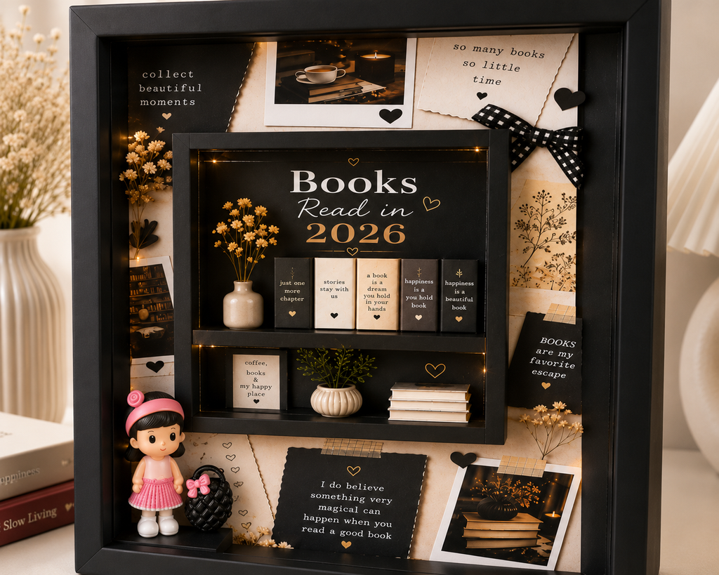 Personalized Black Shadowbox with 5 Mini Books