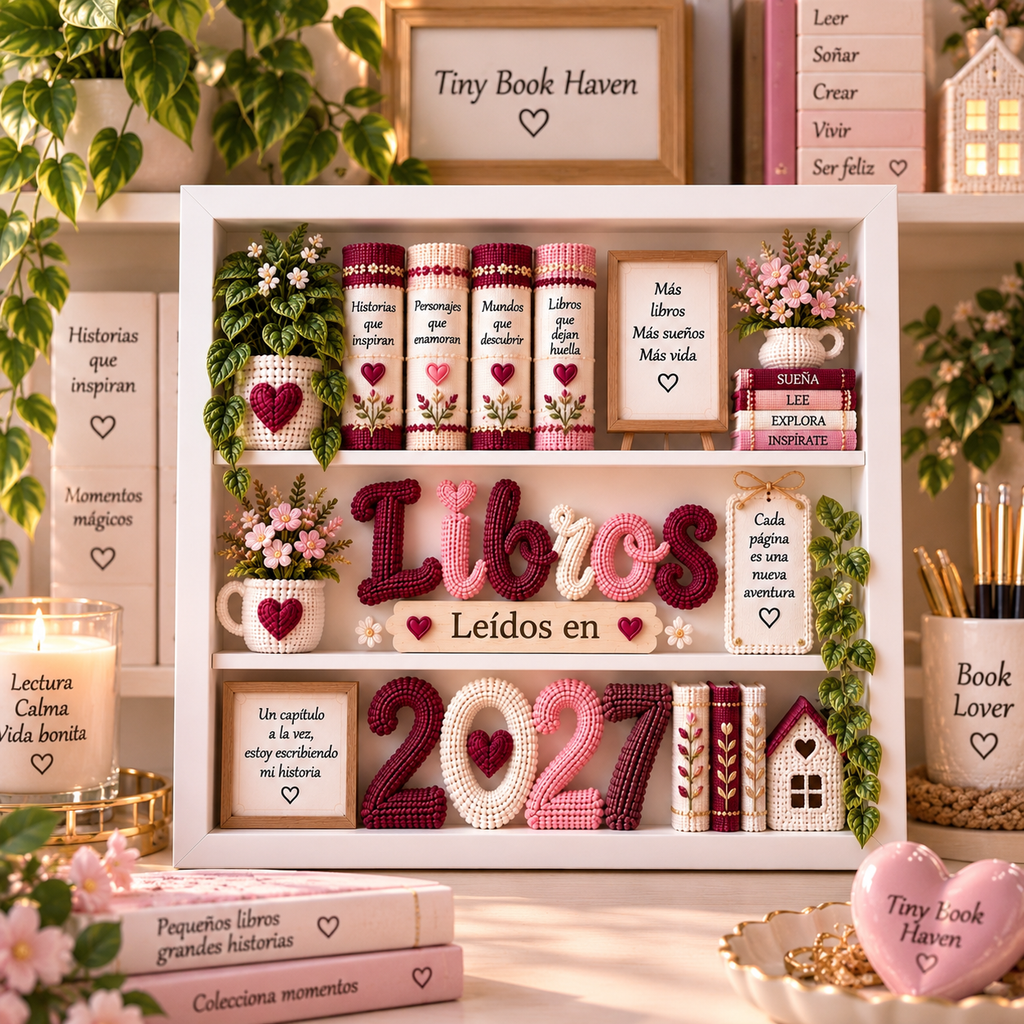 Libros Leídos en 2027 – White Personalized Shadowbox with 5 Mini Books