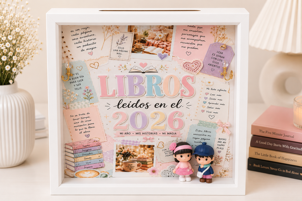 Personalized White Shadowbox with 5 Mini Books